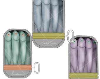 Hand Drawn Sardines Clipart: Vintage Fish Illustration (PNG & JPEG Digital Download