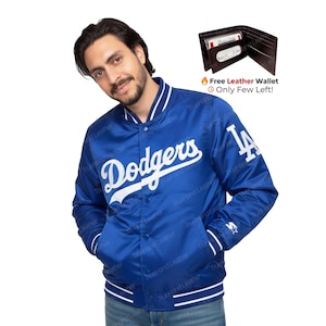 Men’s Satin Varsity Jacket – Classic Fit | Handmade Sports Fan Jacket | Baseball Team Bomber | Blue Letterman | The Legacy