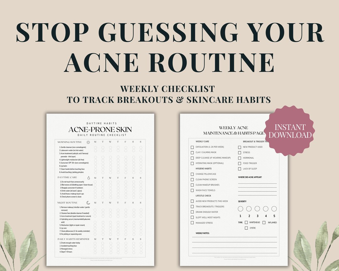 Acne Routine Checklist – Weekly Skincare Tracker (printable PDF) - Etsy UK