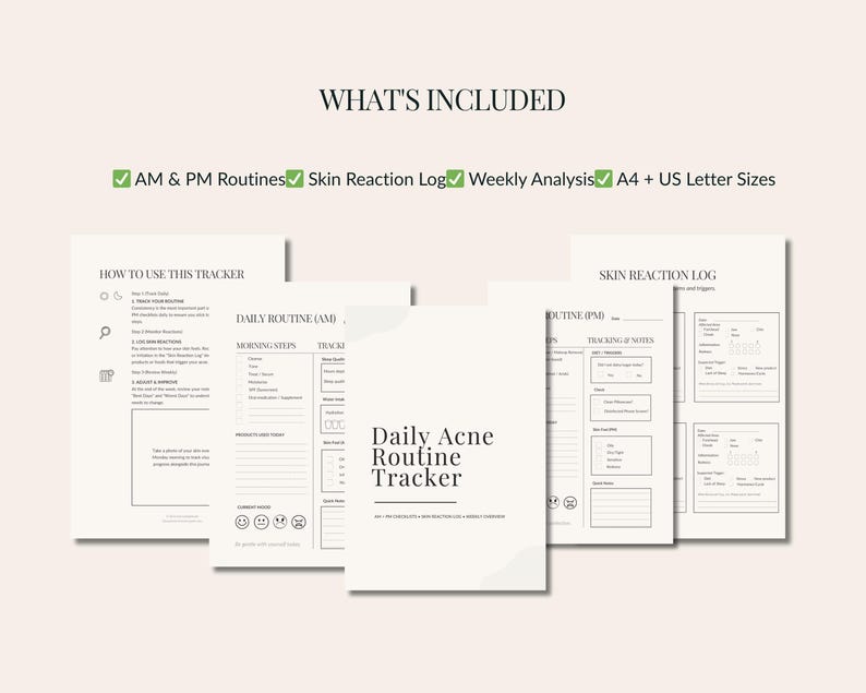 Acne Routine Tracker Printable, Daily Skincare Journal (digital ...