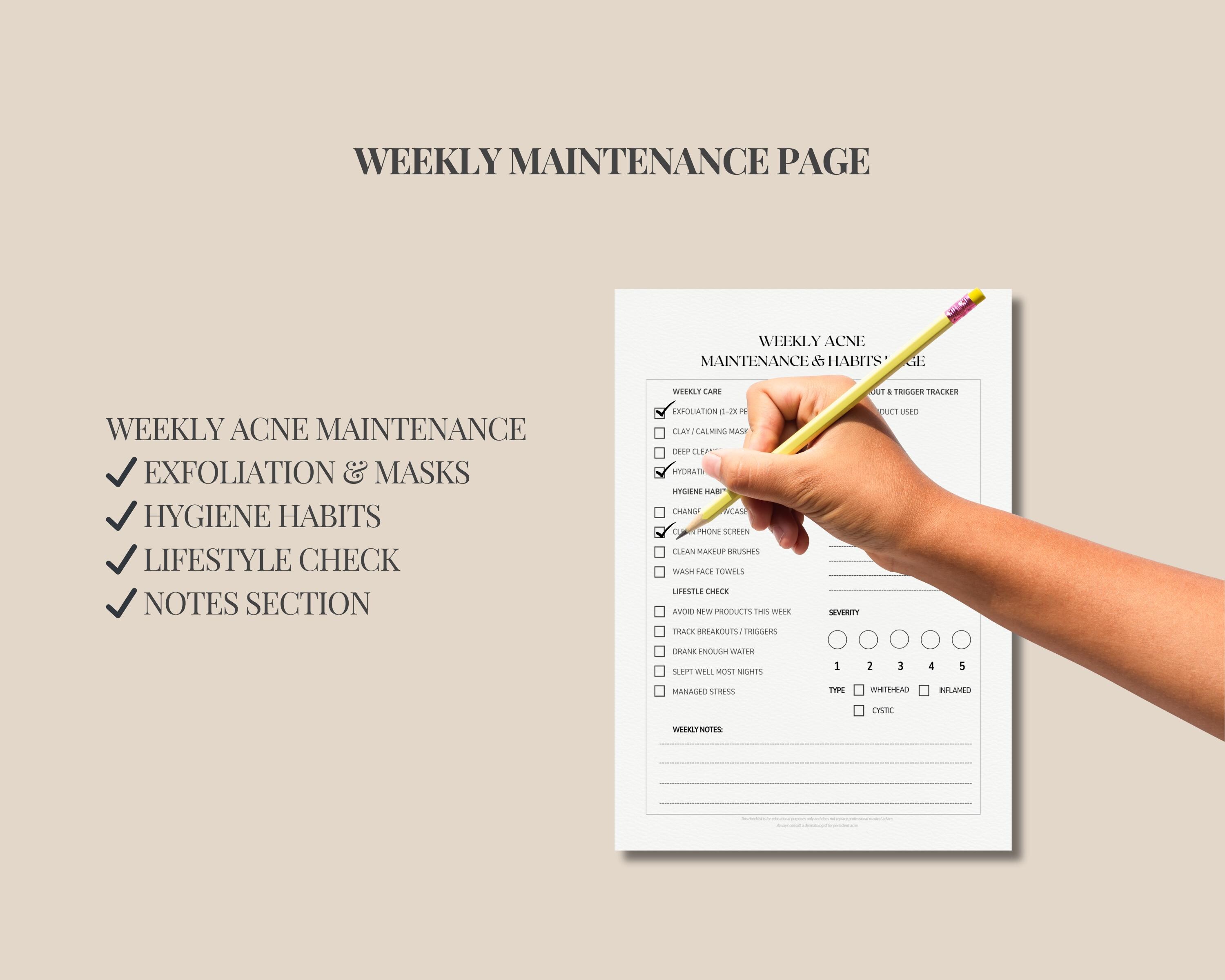 Acne Routine Checklist – Weekly Skincare Tracker (printable PDF) - Etsy ...