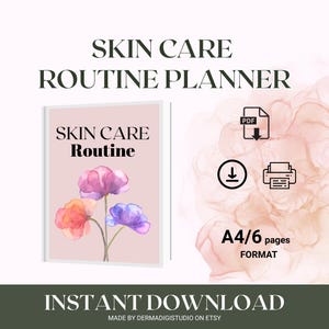 Skincare Routine Planner | Weekly Daily Skin Care Tracker | Printable A4 PDF | Skincare Journal | Skin care Planner