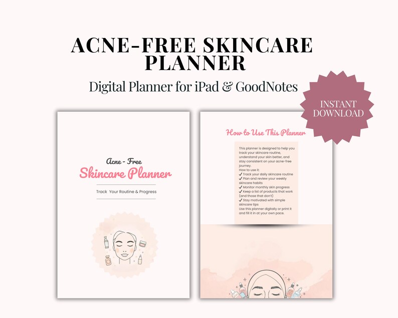 Good Acne Routine Visual Aid Acne Skincare Planner | Routine Tracker, Goodnotes for iPad (digital ...