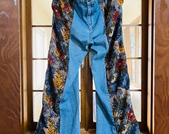 Pantalones Acampanados Patchwork de Mezclilla | Jeans Unisex Anchos y Estilosos