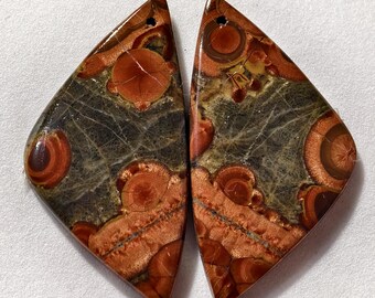 45 Cts Natural Peanut Obsidian Drilled Pair Cabochon Gemstone 42 X 21 MM
