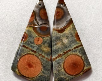40 Cts Natural Peanut Obsidian Drilled Pair Cabochon Gemstone 46 X 20 MM