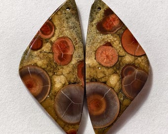 51 Cts Natural Peanut Obsidian Drilled Pair Cabochon Gemstone 48 X 22 MM
