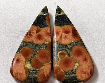 39 Cts Natural Peanut Obsidian Drilled Pair Cabochon Gemstone 40.7 X 19.1 MM
