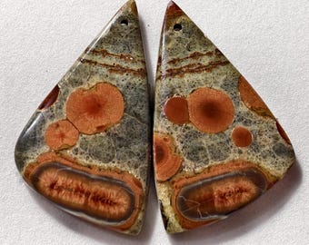 46 Cts Natural Peanut Obsidian Drilled Pair Cabochon Gemstone 38 X 21 MM
