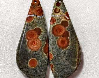 50 Cts Natural Peanut Obsidian Drilled Pair Cabochon Gemstone 52 X 18 MM
