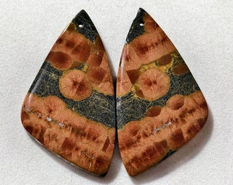 42 Cts Natural Peanut Obsidian Drilled Pair Cabochon Gemstone 41 X 23 MM