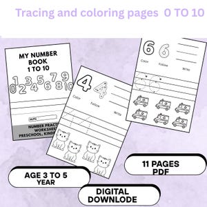 Preschool and Pre-K Number Tracing, 1-10, Count the numbers, Instant Download Worksheet, Number Tracing Poster, Counting, Writing, Printable