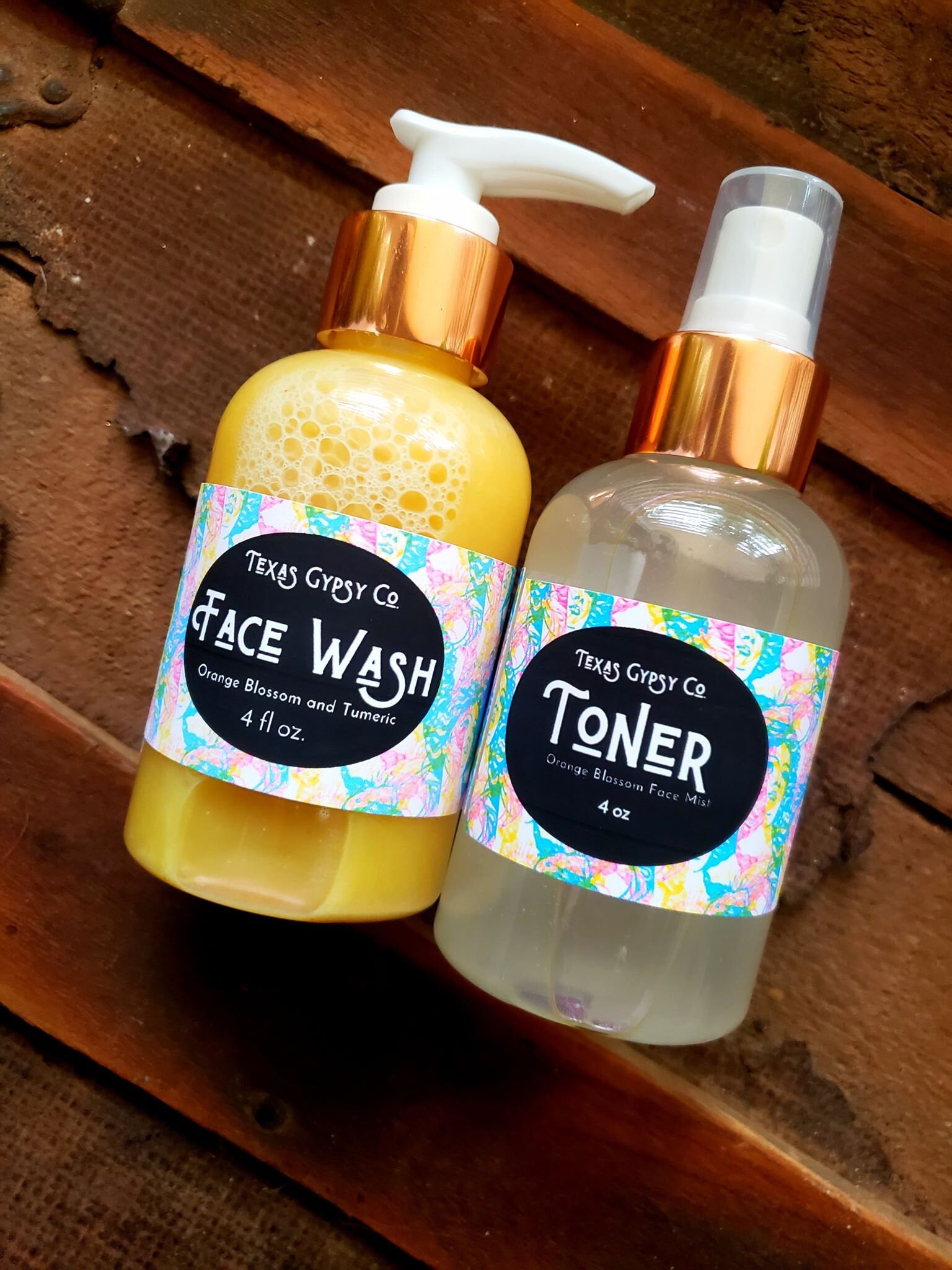 Orange Blossom Water Turmeric Face Wash Toner Set 4oz