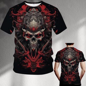Samurai Skull Graphic T-Shirt: Gothic Warrior Art Tee
