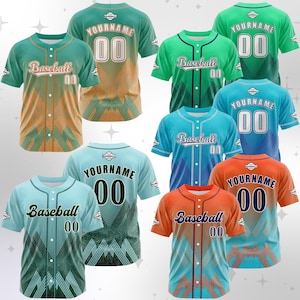 Custom Baseball Jersey – Add Name & Number – Unisex Button-Up Team Shirt – Gradient Color Options