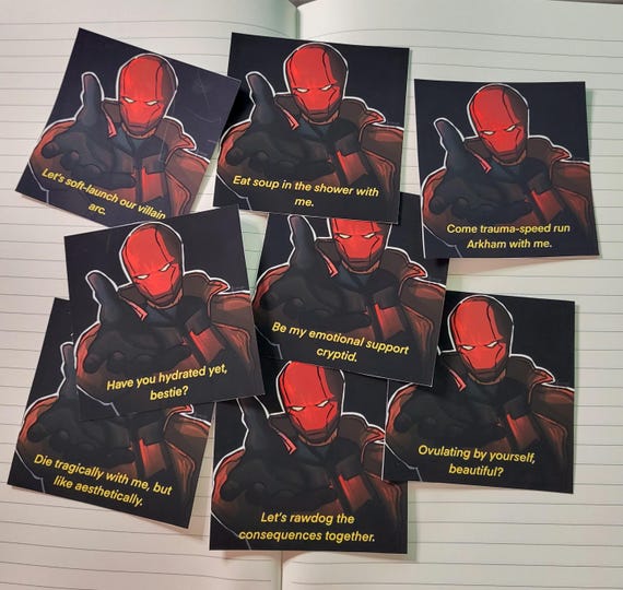 Vigilante Fanart Stickers - Unhinged Captions (RED version)