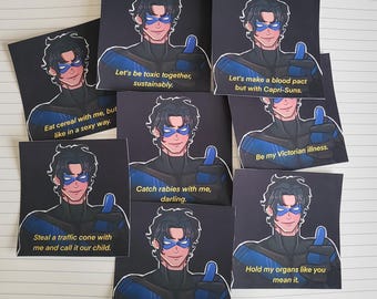 Vigilante Fanart Stickers - Unhinged Captions (BLUE version)