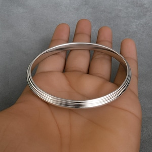 Handmade Sterling Silver Bangle: Minimalist 925 Silver Kada Bracelet