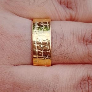 Wide Textured Gold Plated Band Ring – Bold Statement Jewelry for Men & Women
