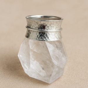 Rustic Sterling Silver Spinner Style Ring – Handmade Textured Jewelry