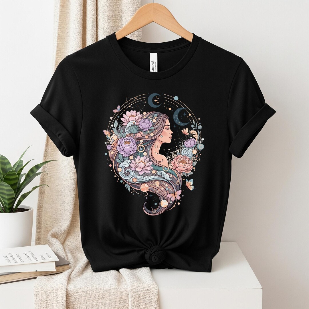 Artistic Feminine Graphic T-shirt: Stylish Casual Top - Etsy