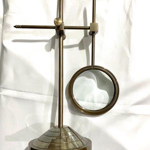 Brass Desktop Magnifying Glass – Nautical Vintage Magnifier on Stand – Table Decor
