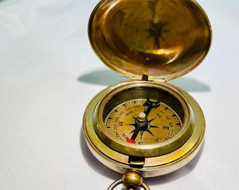 Ross London 1917 messing drukknopkompas – vintage maritiem navigatiehulpmiddel en verzamelcadeau
