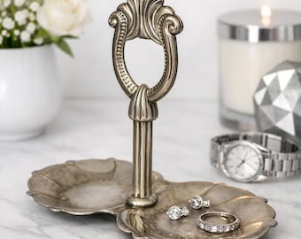 Fransk vintage dubbelfat med handtag – Silverfärgad kryddservering – Borddekor i antik stil