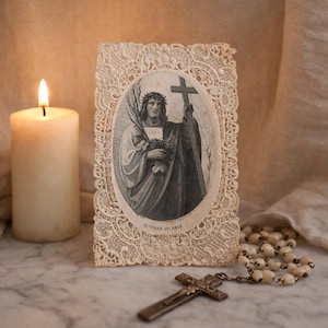 Antique French Canivet Holy Card – Le Verbe Incarné – Lace Cut Paper Religious Card – 19th Century Catholic Devotional Art