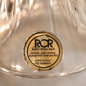 RCR Kristallklocka Italien – Vintage blykristallklocka – Royal Crystal Rock – Slipad glasklocka – Samlarkristalldekor – Perfekt ringljud bild 6