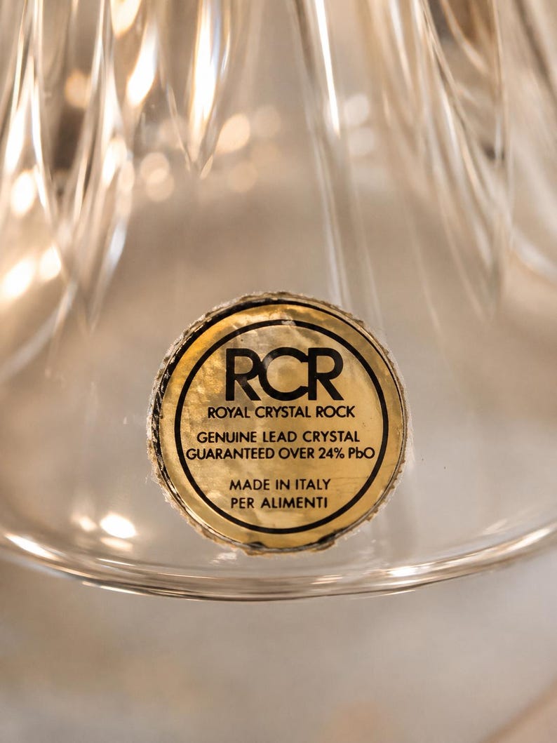 RCR Kristallklocka Italien – Vintage blykristallklocka – Royal Crystal Rock – Slipad glasklocka – Samlarkristalldekor – Perfekt ringljud bild 6