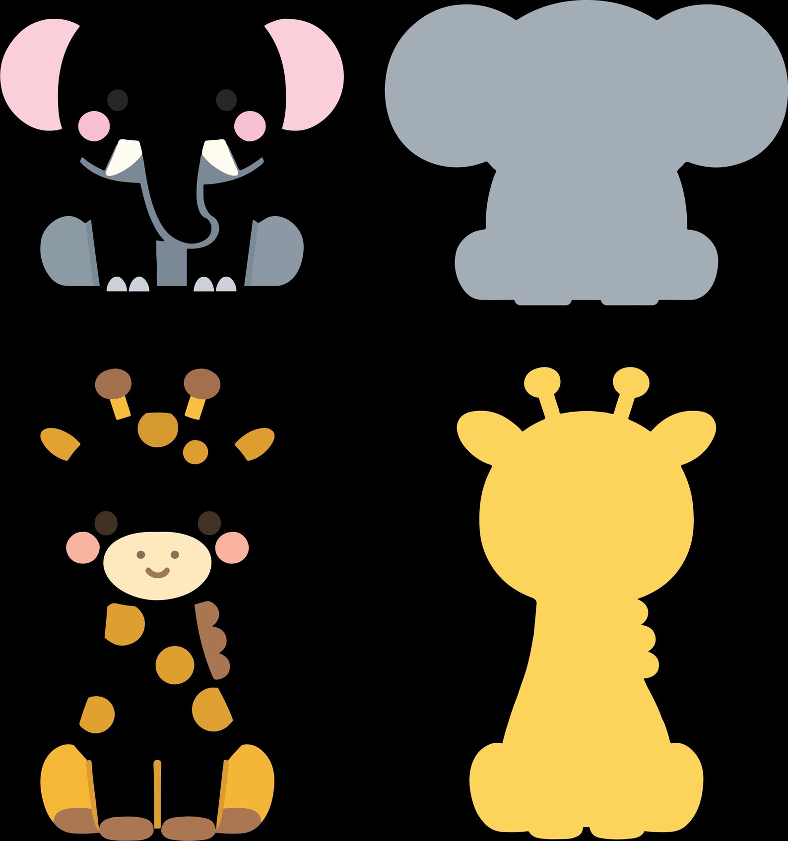 Jungle Animals Clipart Set of 8 Svg Bundle | Layered Cute Nursery ...
