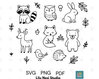 Woodland Animal Clipart Bundle – 8 Cute Forest Animals SVG PNG PDF |  Bear, Deer,  Bunny, Fox for Nursery Art, Cricut & Stickers