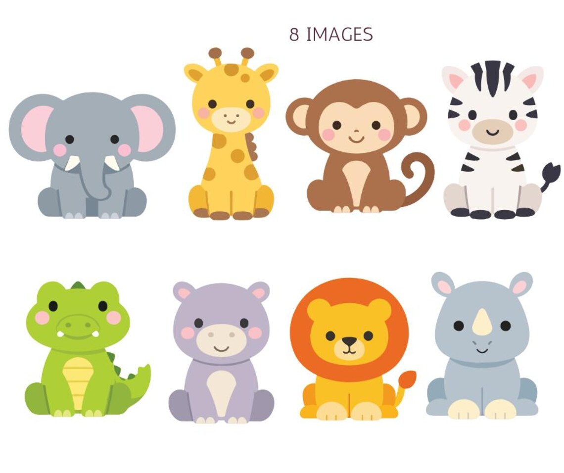 Jungle Animals Clipart Set of 8 Svg Bundle | Layered Cute Nursery ...