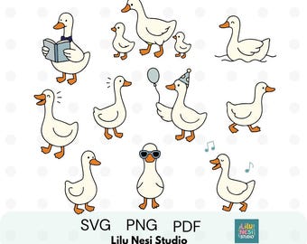 Silly Goose SVG Bundle | Funny Goose Clipart | Spring Goose, Party Goose, One Silly Goose Doodles | PNG PDF for Cricut & Crafts