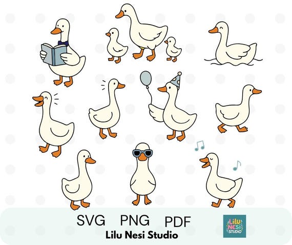 Silly Goose SVG Bundle | Funny Goose Clipart | Spring Goose, Party Goose, One Silly Goose Doodles | PNG PDF for Cricut & Crafts