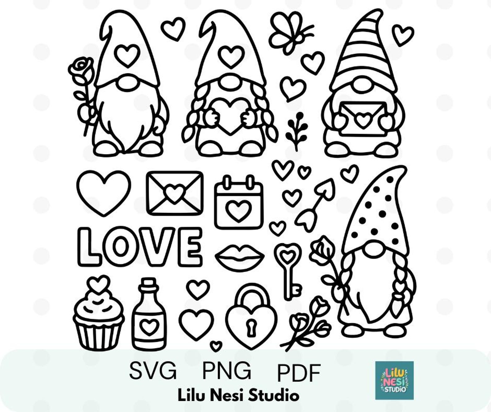 Valentine Gnomes SVG Bundle | Love Gnome Clipart | Valentine’s Day ...