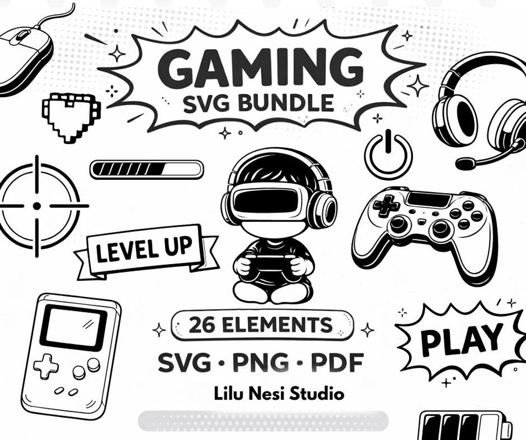 Gaming Svg Bundle, Video Game Clipart Set, Gamer Icons SVG PNG PDF ...