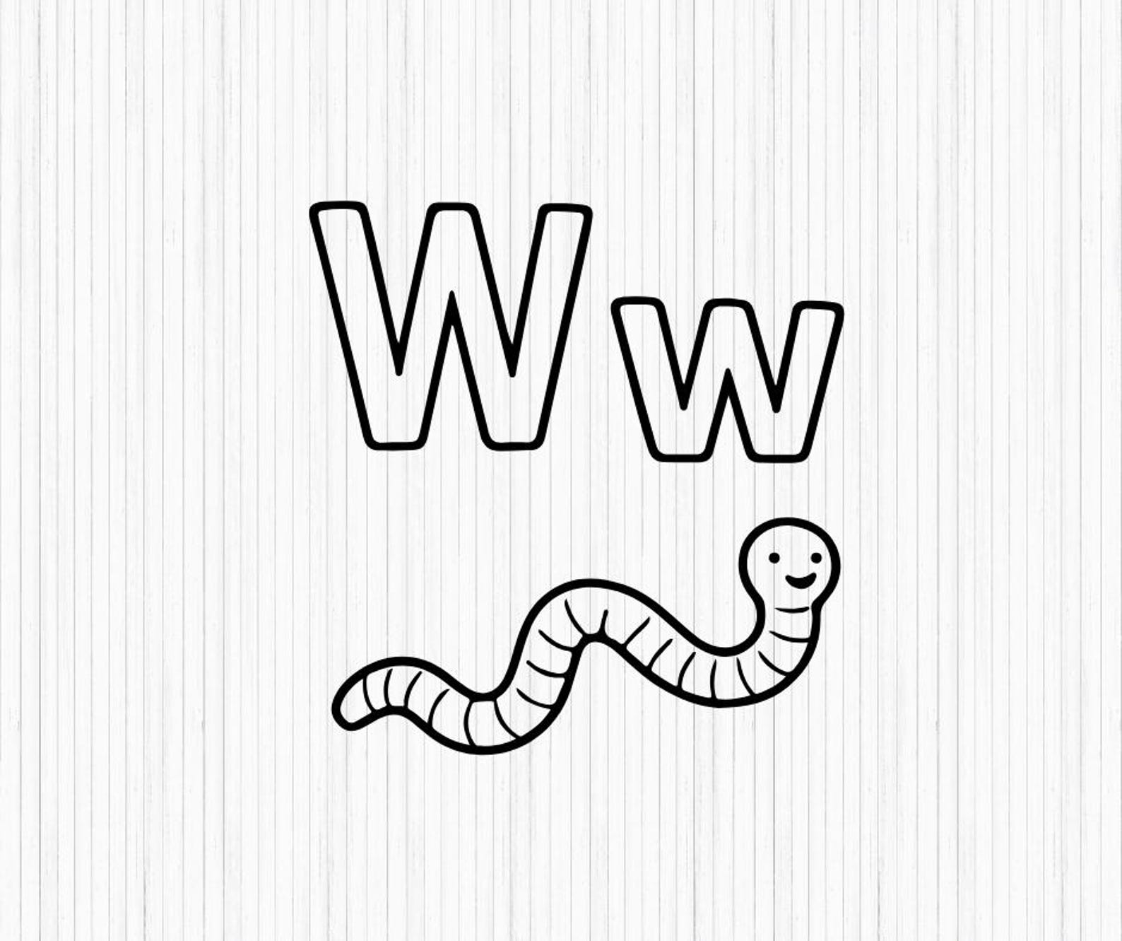 Letter W Alphabet Clipart | Ww Line Art Illustrations | Preschool ...