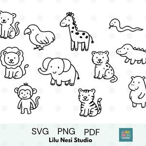 Jungle Animal Clipart Set – 11 Watercolor Safari Animals PNG | Cute Jungle Animals for Nursery Art, Baby Shower, Scrapbooking, Sublimation