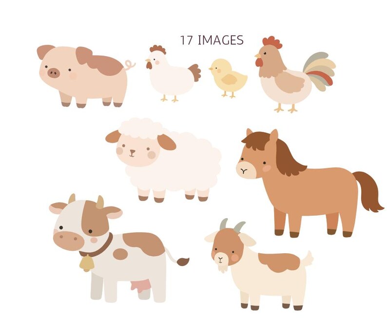 Farm Animals SVG Bundle | Cute Nursery Farm Clipart | Layered Vector ...