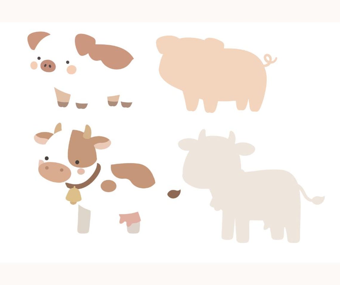 Farm Animals SVG Bundle | Cute Nursery Farm Clipart | Layered Vector ...