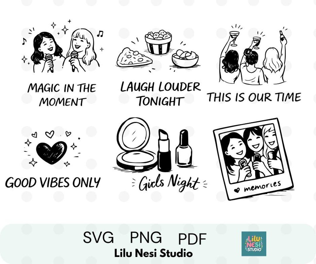 Girls Night SVG Bundle | Good Vibes Quote Clipart | Bachelorette Party ...
