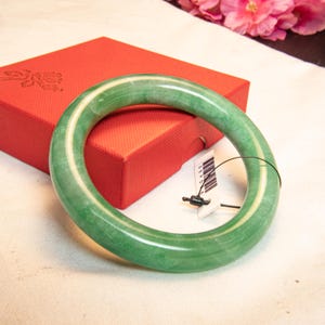 56mm Emperor Jade Bracelet | Natural Grade A Burmese Jadeite Bangle–Radiant Green Stone of Heaven for Prosperity, Healing & Protection, Luck