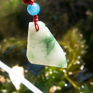 27mm Authentic Grade A Burmese Jade Necklace Featuring a Pendant with Rare Natural Emperor Jade in a Stunning Blend of Green and White Hues
