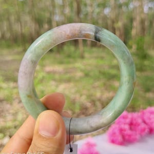 62MM Genuine Grade A Burmese Jadeite Jade Bangle–Dark Green & Rare Multicolor Emerald Jadeite | Natural Spiritual Amulet Gift for Luck Stone