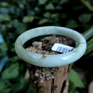 Rare 78MM Natural Grade A Burmese Jadeite Bangle – Handcrafted Ice Green with Snow Moss Marbling | Luxury Spiritual Bracelet for Men & Women