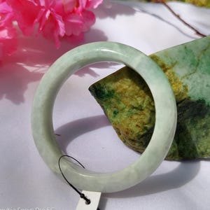 58MM Handmade Grade A Burmese Milk Green Jadeite Bracelet – Spiritual Healing Jewelry for Balance, Prosperity & Energy | Gift for Him or Her
