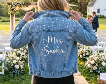 Chaqueta vaquera personalizada para novia, recuerdo de boda con bordado personalizado.