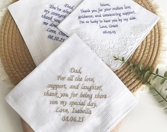 Custom Embroidered Wedding Handkerchief, Father of the Bride Gift